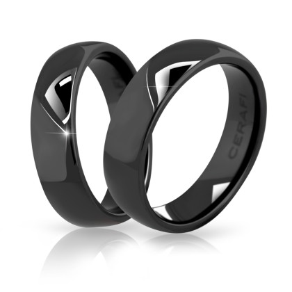 Keramický čierny prsteň Cerafi Liscio 110