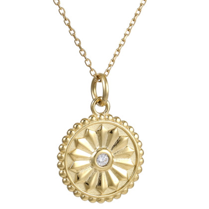 Zlatý oceľový náhrdelník so zirkonom PSS1320GD