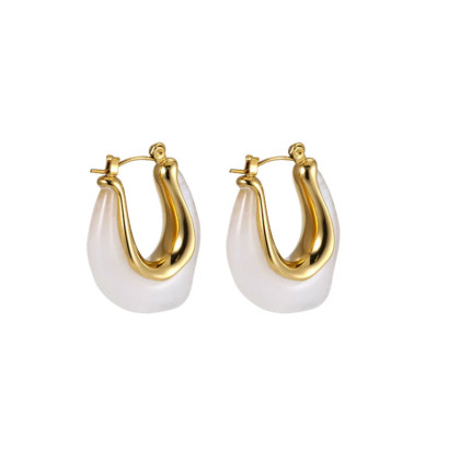 Netradičné náušnice z chirurgickej ocele so živicou MESS45 - White