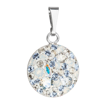 Strieborný prívesok s krištáľmi Swarovski modrý okrúhly 34225.3 light sapphire