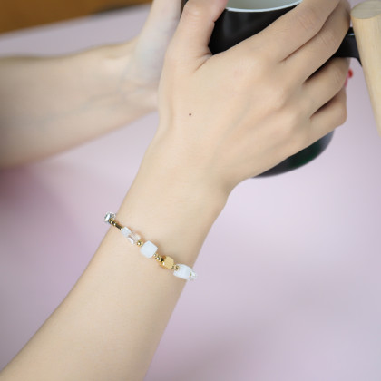 Náramok z chirurgickej ocele a skla BSS814GDWH