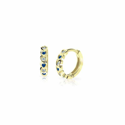 Zlaté detské náušnice krúžky Cutie Jewellery C3339Z Blue Dark