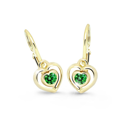 Detské zlate naušnice Cutie Jewellery C2752Z-Green