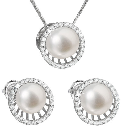Súprava perlových strieborných šperkov 29034.1