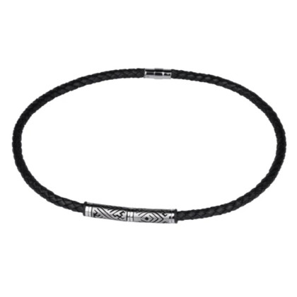 Kožený náhrdelník pre mužov NSS295BK