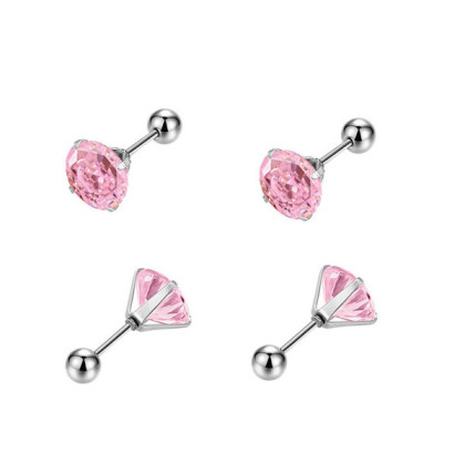 Náušnice so zirkónmi kôstky z chirurgickej ocele WJHE1244-Pink