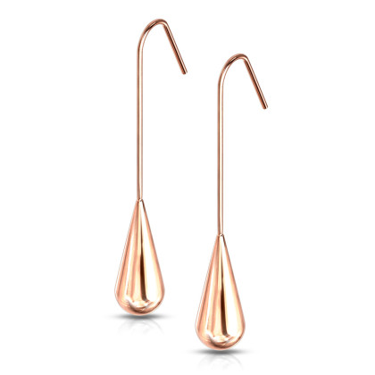 Dlhé extravagantné náušnice z chirurgickej ocele 3590-Rose gold