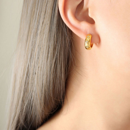 Oceľové náušnice krúžky so zirkónmi WJHE941ST