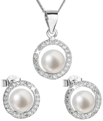 Súprava perlových strieborných šperkov 29023.1