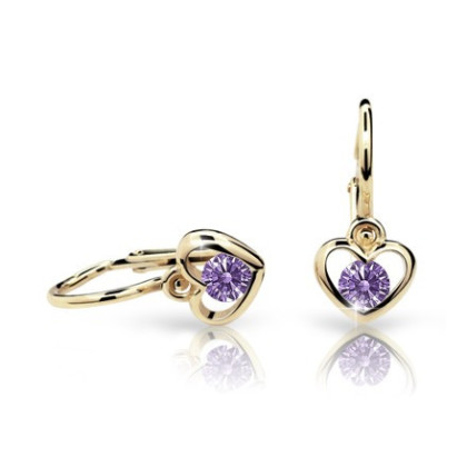 Zlaté detské naušnice Cutie Jewellery C1943Z Amethyst