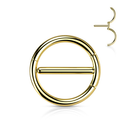 Zlatý piercing bradaviek z chirurgickej ocele SEKSH01GD