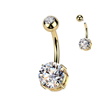 Zlatý piercing do brucha z titánu SETIN60GD-CZ