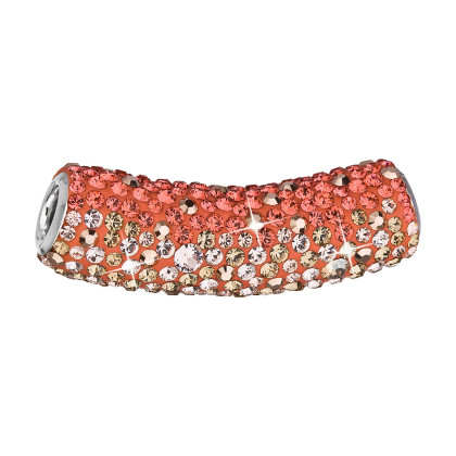 Strieborný prívesok s krištáľmi Swarovski oranžová trubička 34132.4