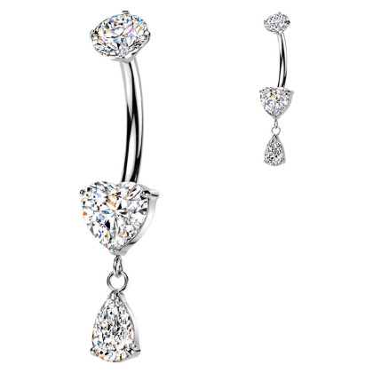 Titánový piercing pupku srdca SETIN74ST