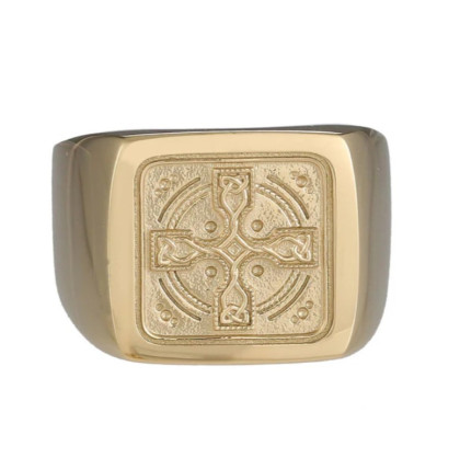 Zlatý pečatný prsteň z chirurgickej ocele RSS1054GD