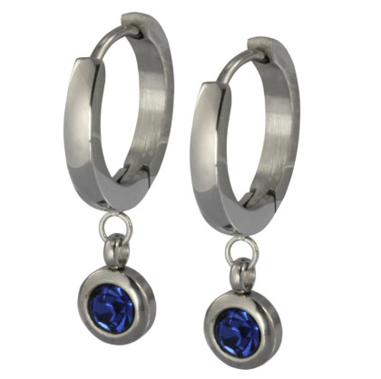 Kruhové náušnice z chirurgickej ocele so zirkónom ESS651 - Sapphire