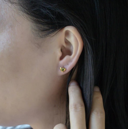 Dámske náušnice srdiečka z chirurgickej ocele SESE4602-GD