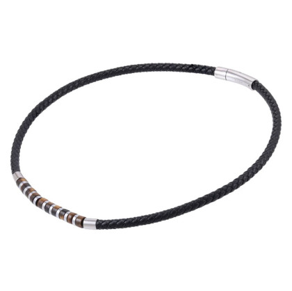Kožený náhrdelník s tigrím okom NSS1053