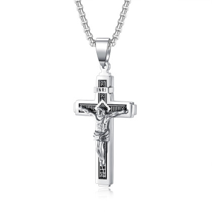Oceľový náhrdelník kríž SEGX1626