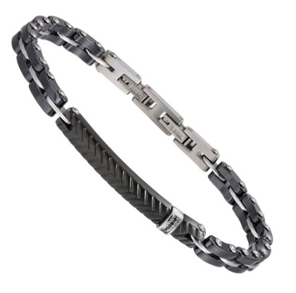 Moderný náramok z chirurgickej ocele a keramiky CBS38