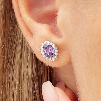 Strieborné náušnice so zirkónmi Brosway Fancy Magic Purple FMP22