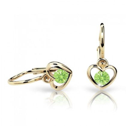 Zlaté detské naušnice Cutie Jewellery C1943Z Peridot Green