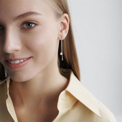 Dlhé náušnice striebro a riečne perly SK2531EW