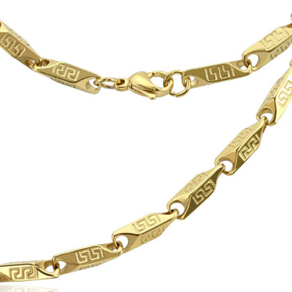 Oceľový náhrdelník zlatý 1386