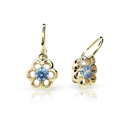 Detské náušnice Cutie Jewellery C1947Z Arctic blue -Žlté zlato 585/000