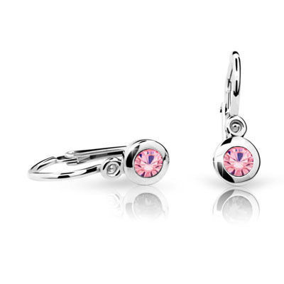 Detské náušnice Cutie Jewellery C1537B Pink -Biele zlato 585/000