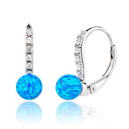 Strieborné opálové náušnice so zirkónmi 313651001