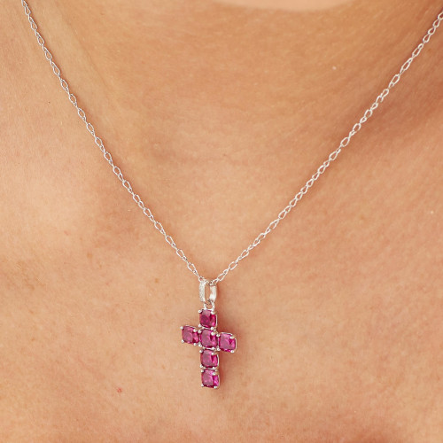 Prívesok krížik so zirkónmi Brosway Fancy Passion Ruby FPR12