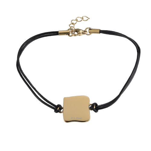 Netradičný pánsky náramok z kože a ocele BSS870GD