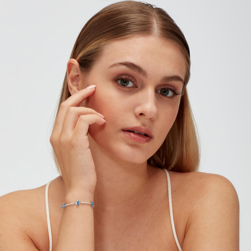 Strieborný náramok so zirkónmi Brosway Fancy Freedom Blue FFB04