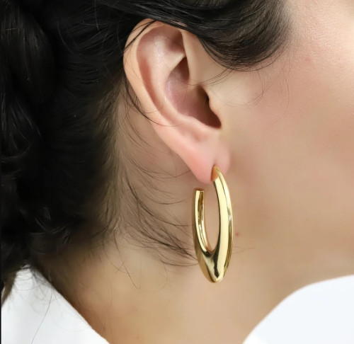 Pozlátené náušnice z chirurgickej ocele ESS778GD-48