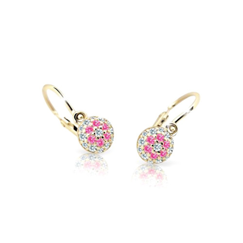 Náušnice pre bábätko zo žltého zlata Cutie Jewellery C2150Z-pink