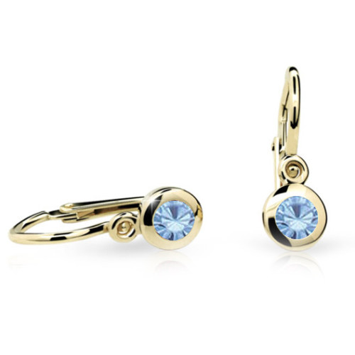 Detské náušnice Cutie Jewellery C1537Z Artick Blue -Žlté zlato 585/000