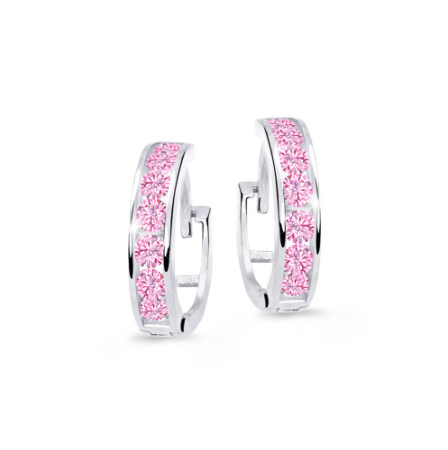 Detské náušnice krúžky so zirkónmi C3343B-Pink full