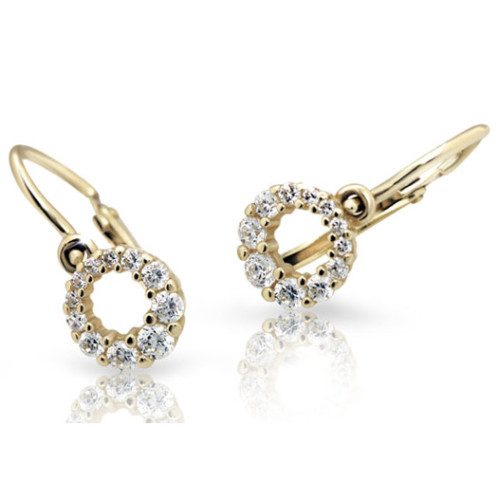 Detske zlate naušníce Cutie C2154Z CZ White