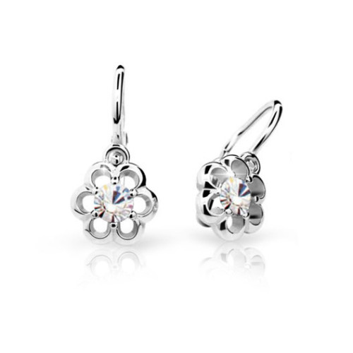 Detské náušnice Cutie Jewellery C1947B CZ White -Biele zlato 585/000