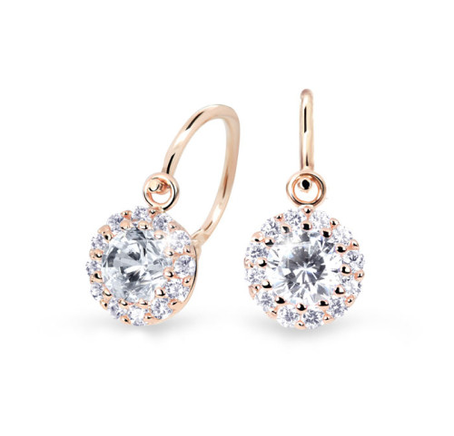 Zlaté dětské náušnice Cutie Jewellery C2745R-CZ White