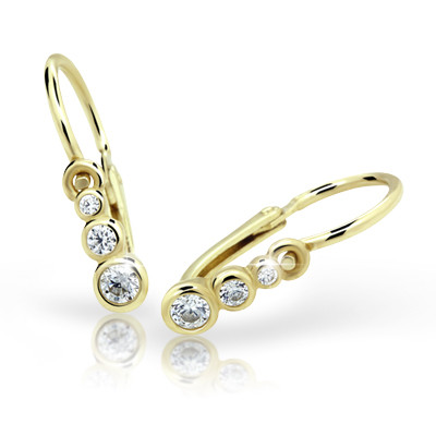 Náušnice pre babatko zlaté Cutie Jewellery C2255Z CZ White