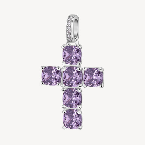 Strieborný prívesok krížik so zirkónmi Brosway Fancy Magic Purple FMP18