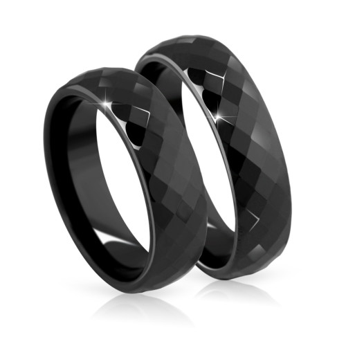 Dámsky keramický prsteň Cerafi Facceta Nero 102