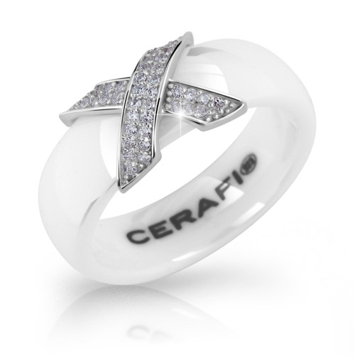 Dámsky keramický prsteň so zirkónmi Cerafi Gloria 107