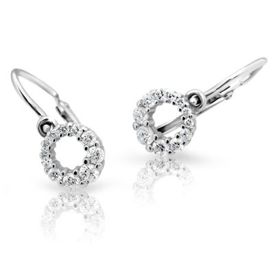 Zlate detské náusnice Cutie Jewellery C2154B CZ White