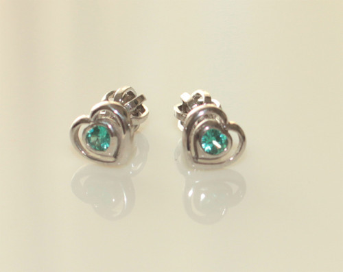 Detské náušnice z bieleho zlata C2752B-Mint Green