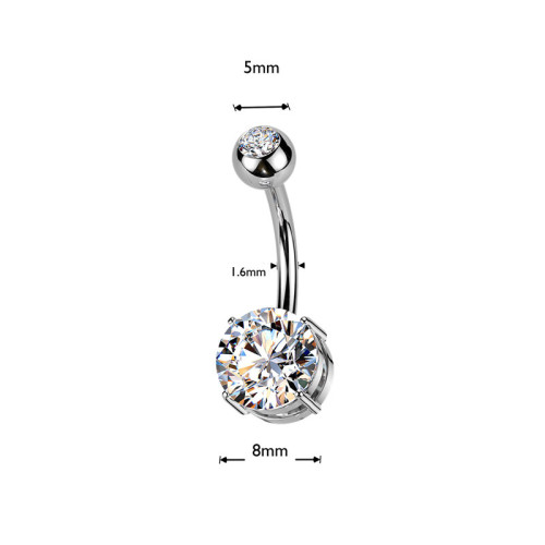 Piercing do brucha titán so zirkónmi SETIN60