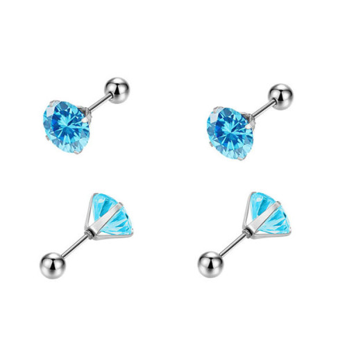 Náušnice so zirkónmi kôstky z chirurgickej ocele WJHE1244-Aqua