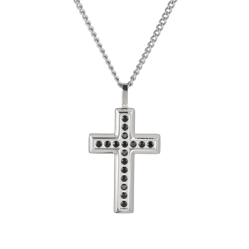 Prívesok z chirurgickej ocele krížik s kamienkami + retiazka PSS1245ST